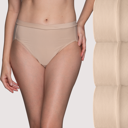 Shadowline Women's Plus-Size Panties-Hi Cut Nylon Brief (3 Pack