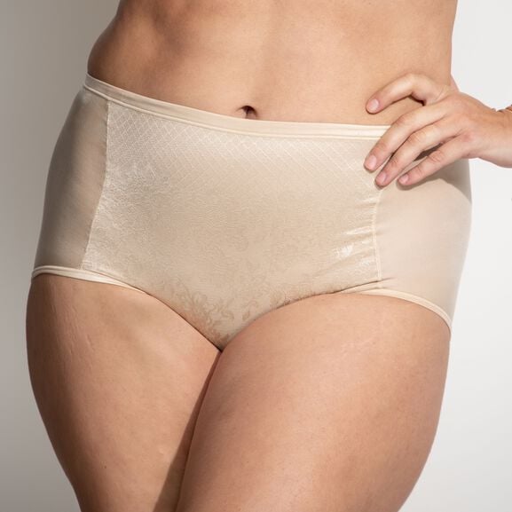 FEM intimates Cotton Spandex Brief Panties with Lace Pannel. 