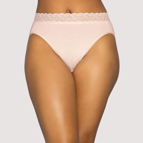 Karen Neuburger 6-Pack Hi-Cut Cotton Briefs with Lace Panties Pink Set