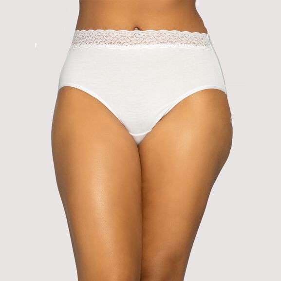Women's Underwear Nylon Full Brief Panties - beige, black, white